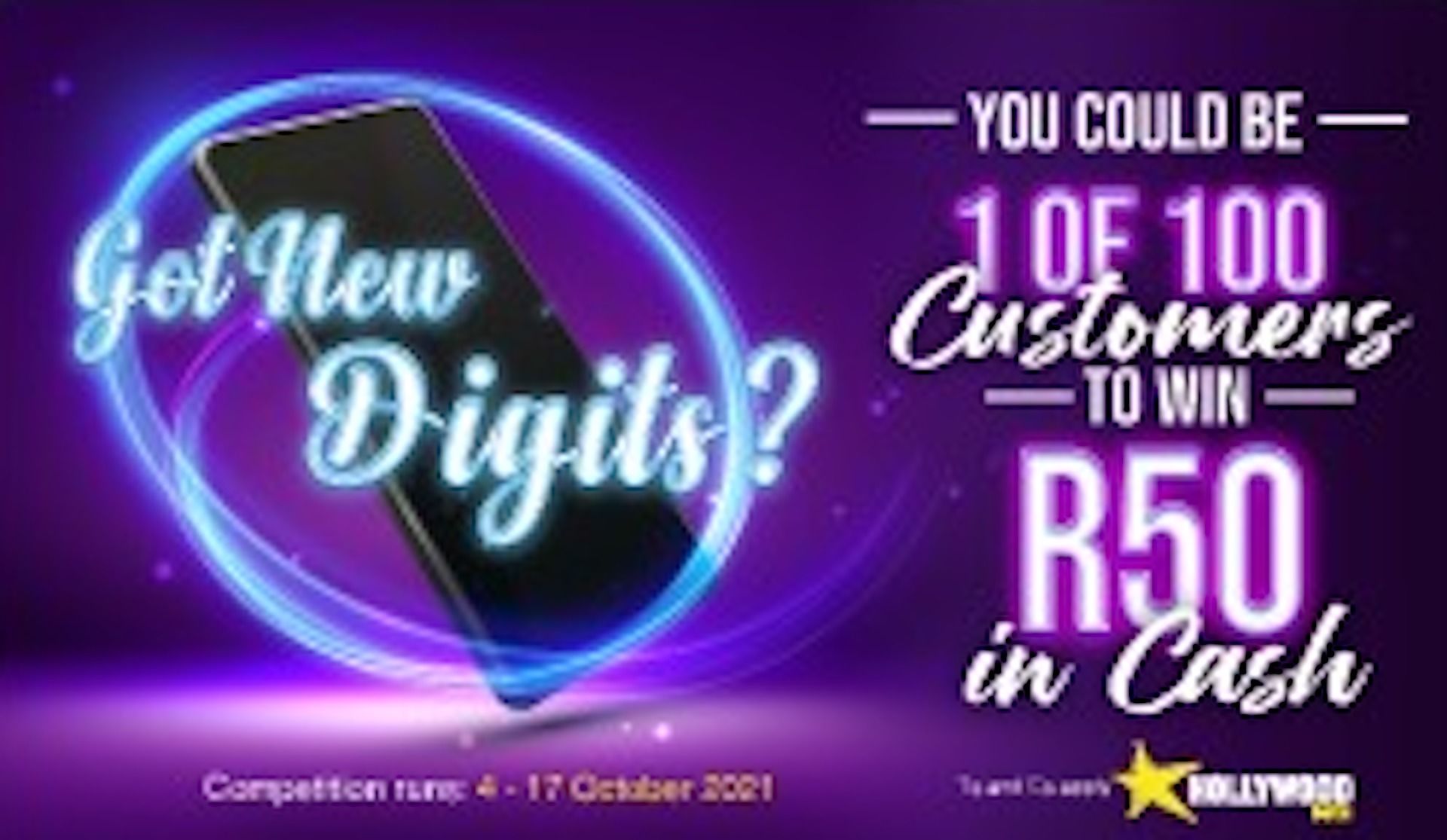 Hollywoodbets R50 in Cash Bonus