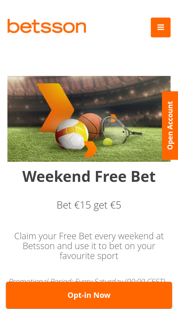 Betsson Casino Free Weekend Bet