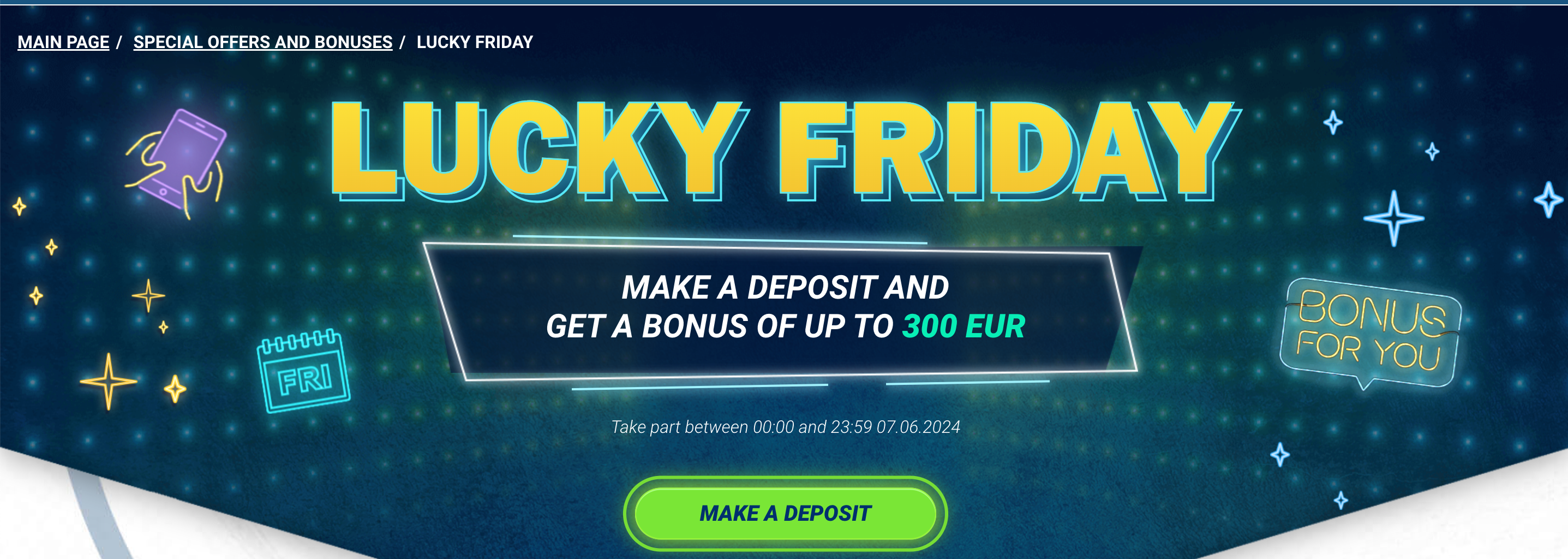 1xBet Lucky Friday Bonus ~ 100% Bonus Every Friday Up to 300 EUR