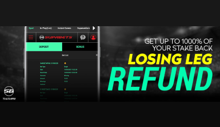 Supabets Losing Leg Refund up to R10,000