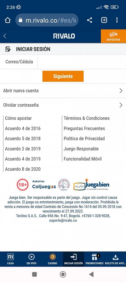 Rivalo app móvil