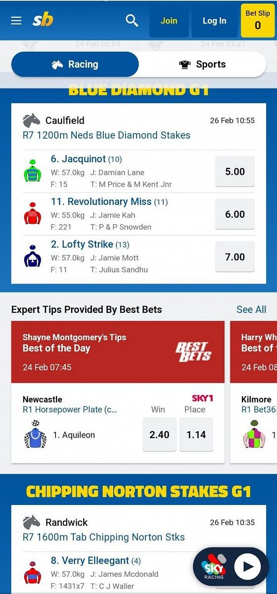 The different features of the Sportsbet App