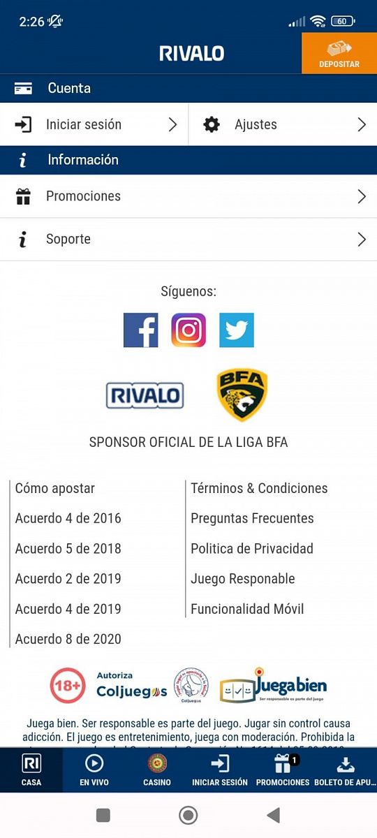 Rivalo versión app móvil