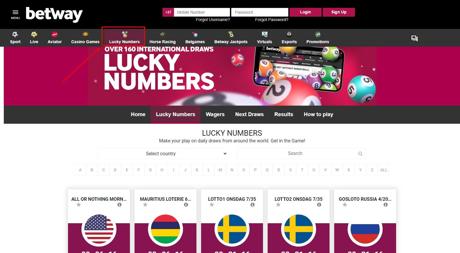 Betway Lucky Numbers