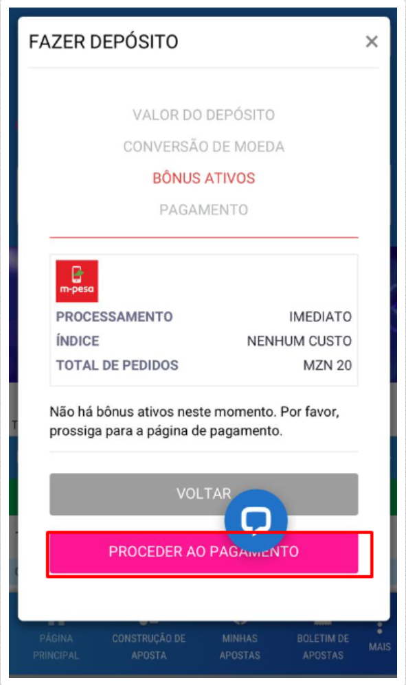 Como depositar na Elephant Bet Moçambique