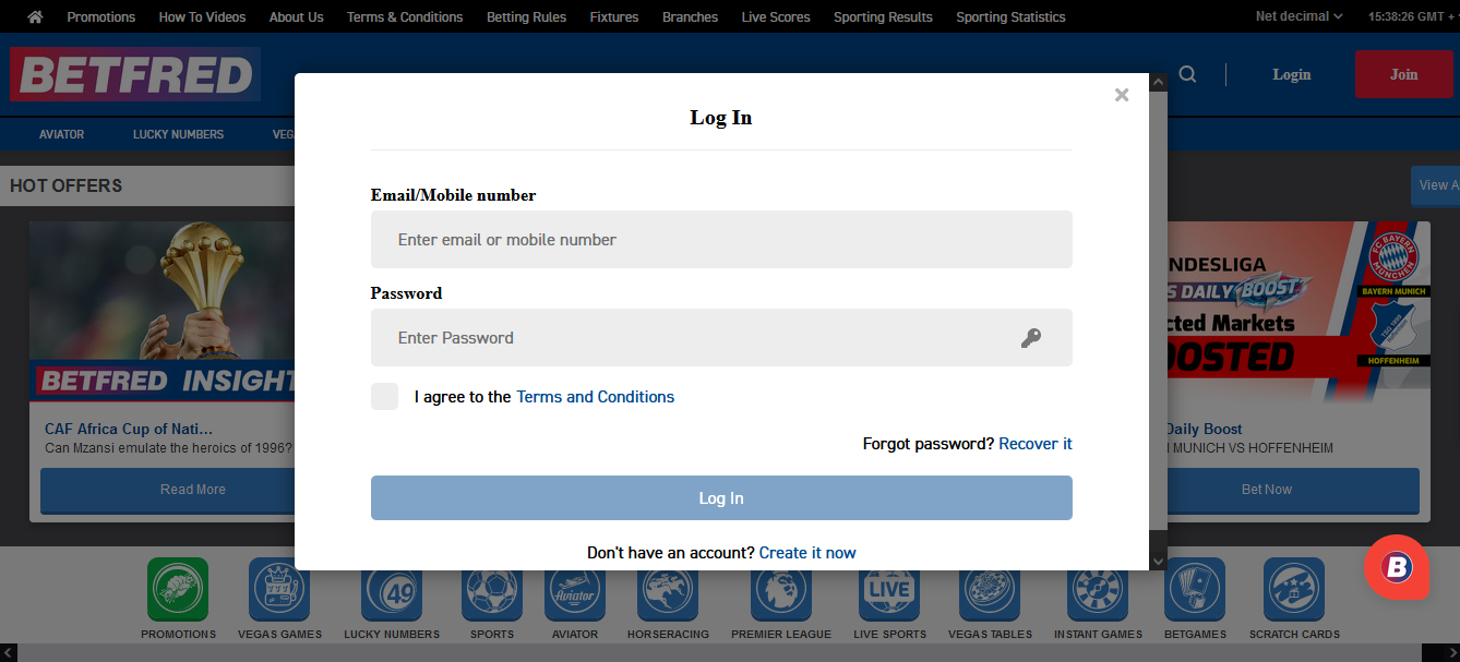 Image of Betfred How to Log In Page