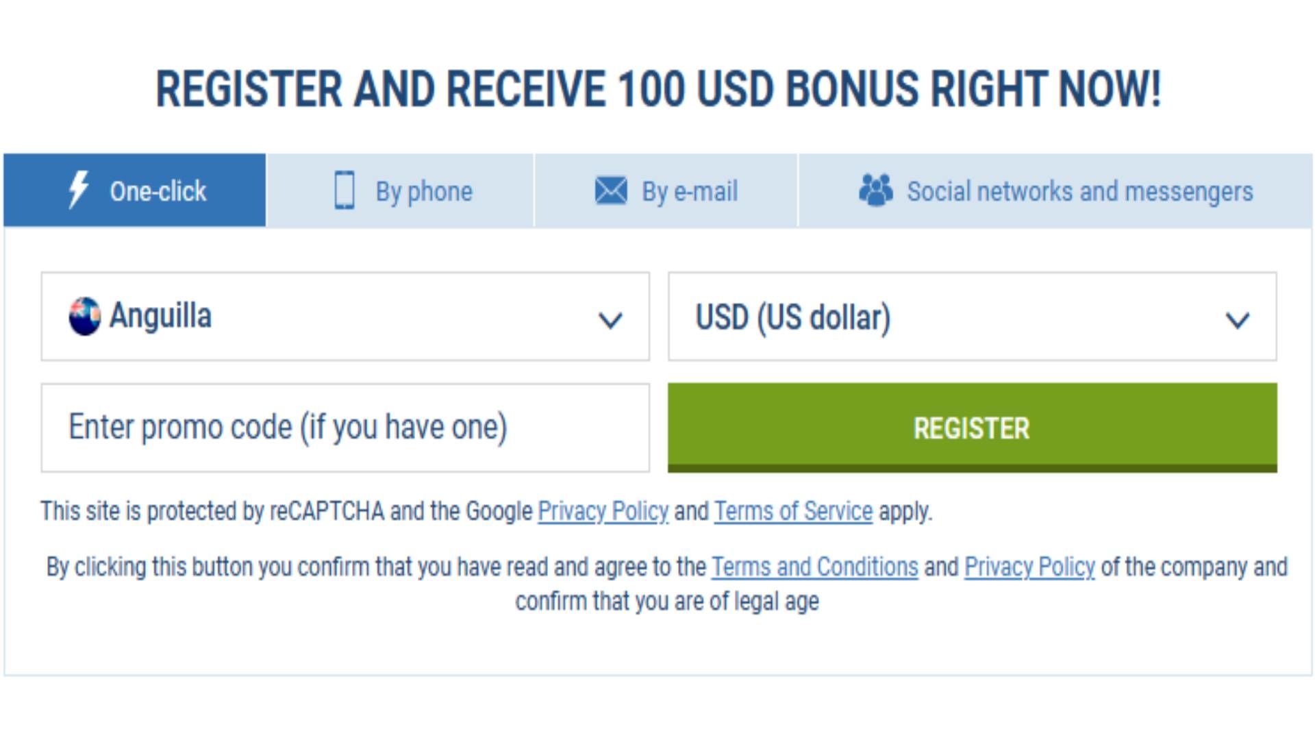 1xBet Sign-up