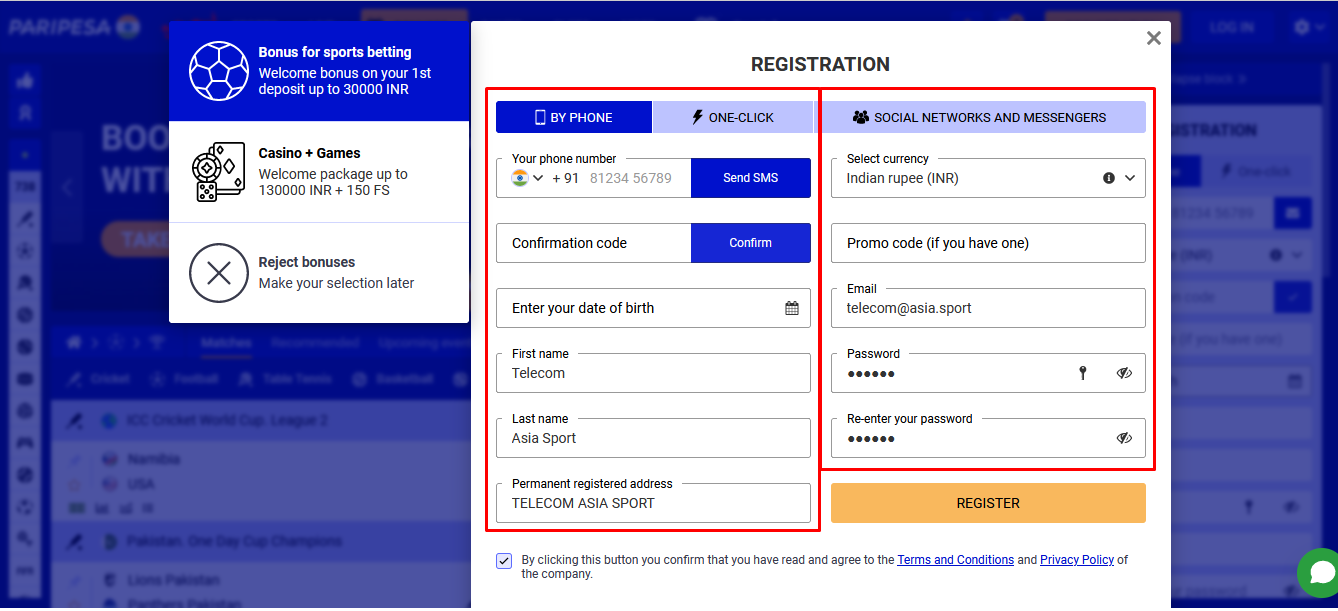 Paripesa India Registration