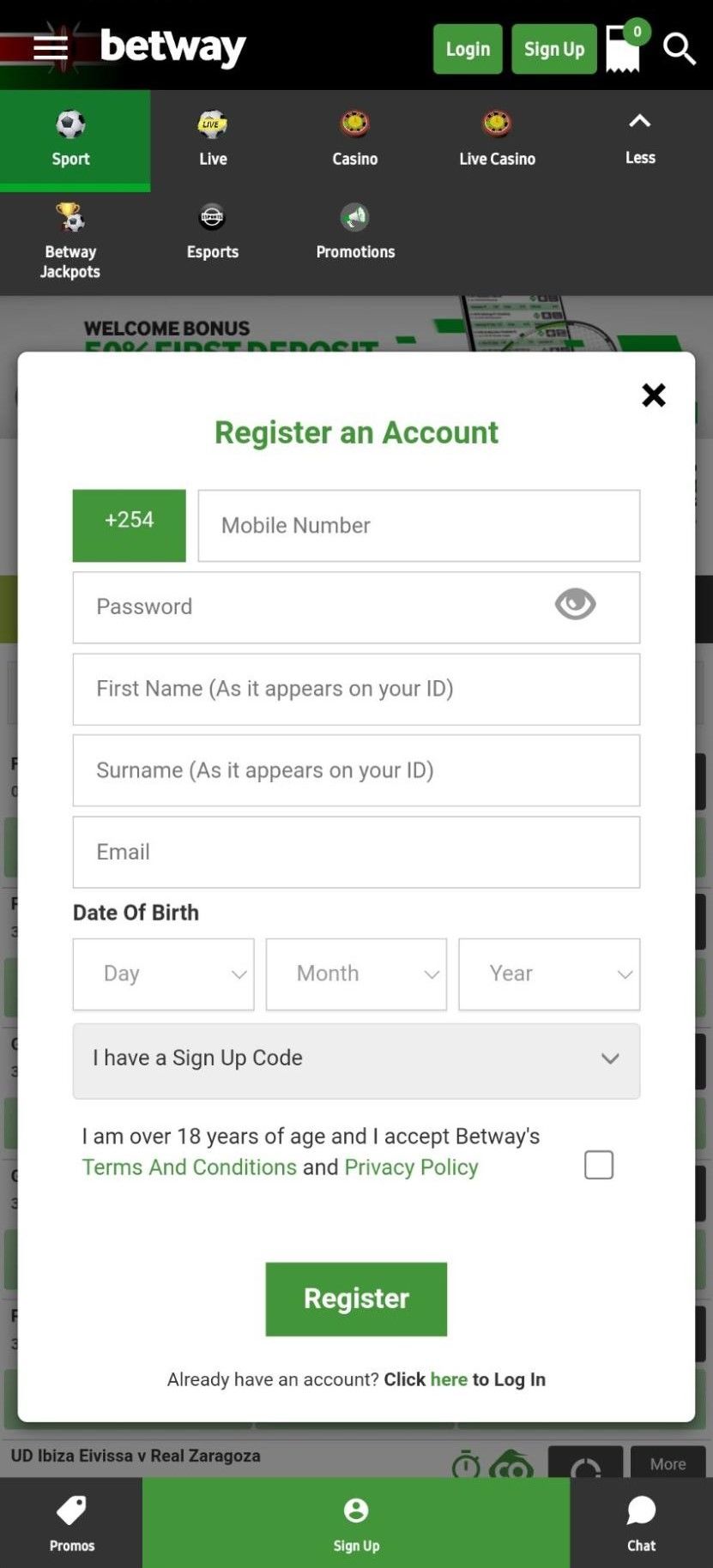 betway ios app registration
