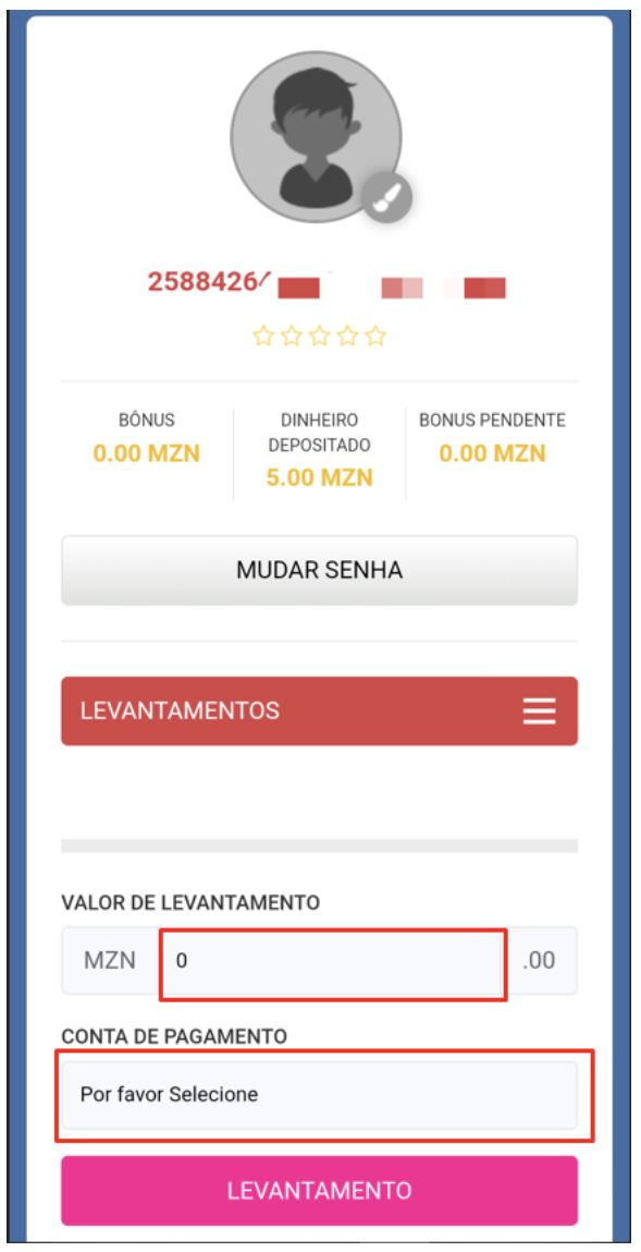Levantamento na Elephant Bet, passo 3
