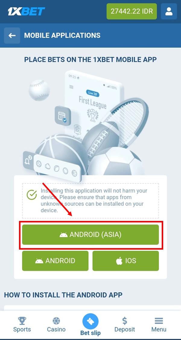 1xBet Android Indonesia