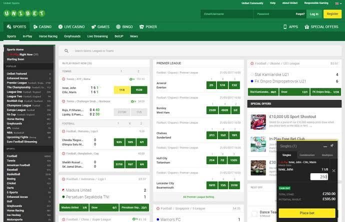 Unibet website UFC betting page