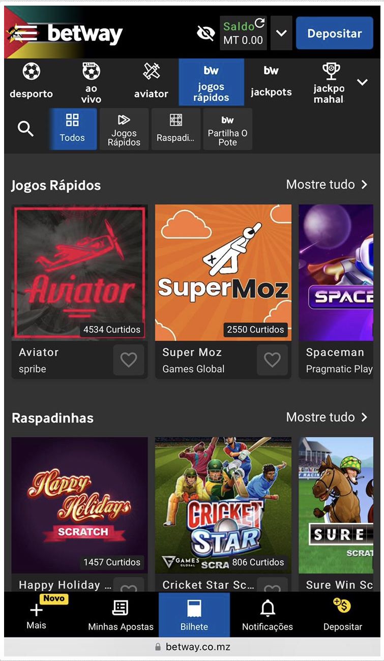 Jogos Rápidos da Versão Mobile da Betway