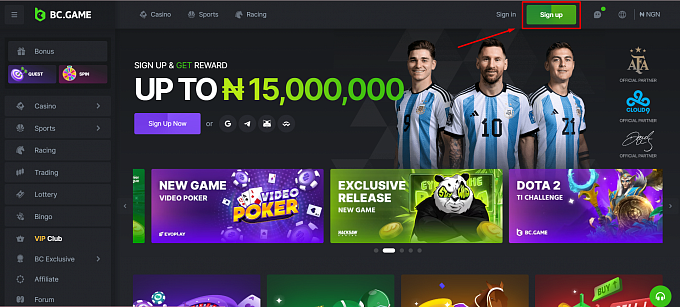 BC GAME main page