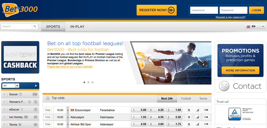 Bet3000 Sportsbook Website