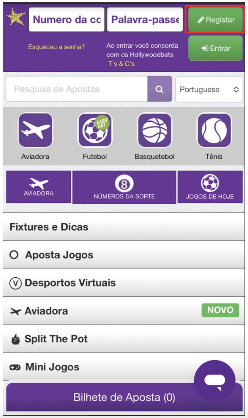 Página Inicial da Hollywoodbets