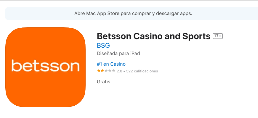 app móvil de Betsson en la AppStore