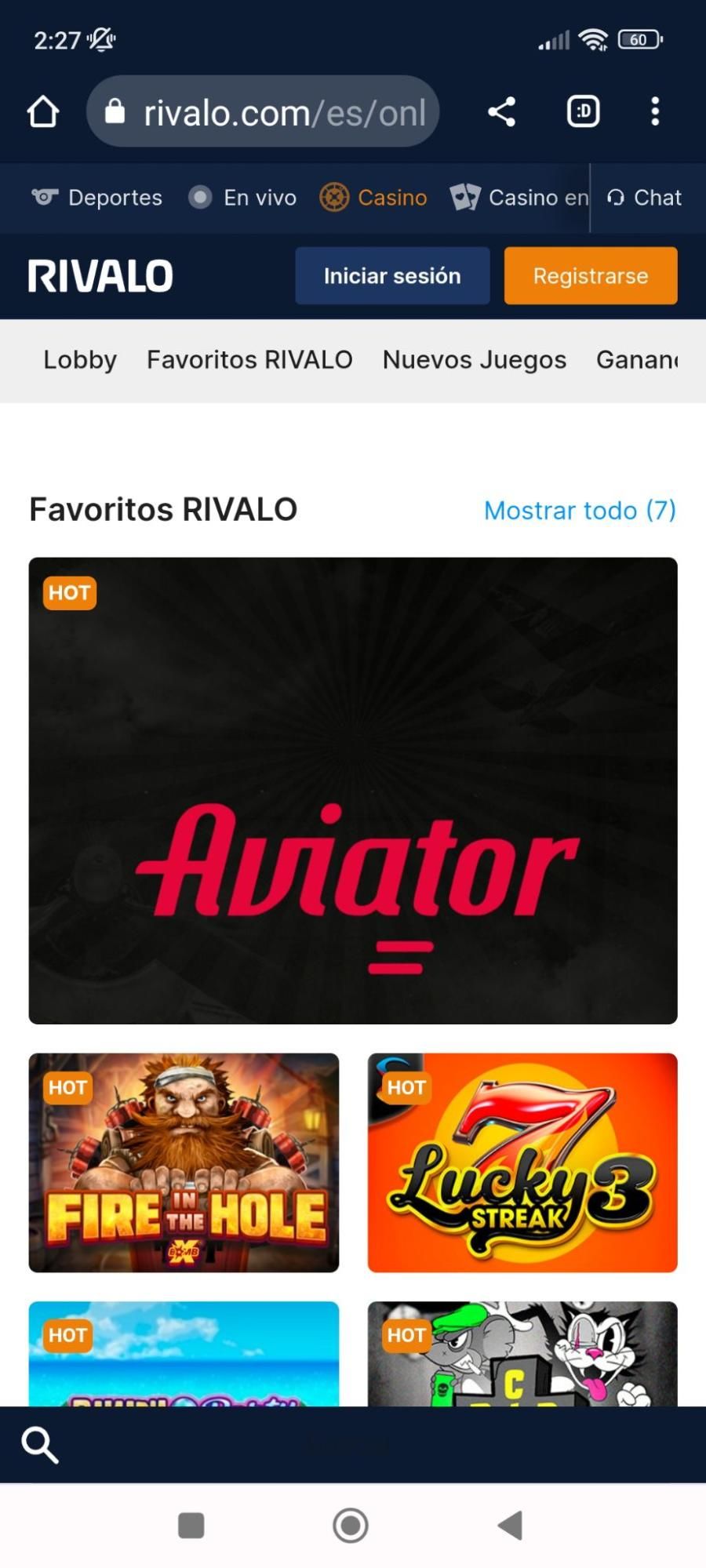 Rivalo app móvil