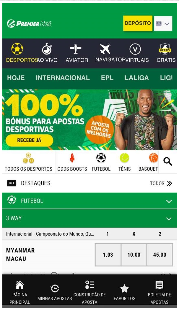 Página inicial da Premier Bet Moçambique