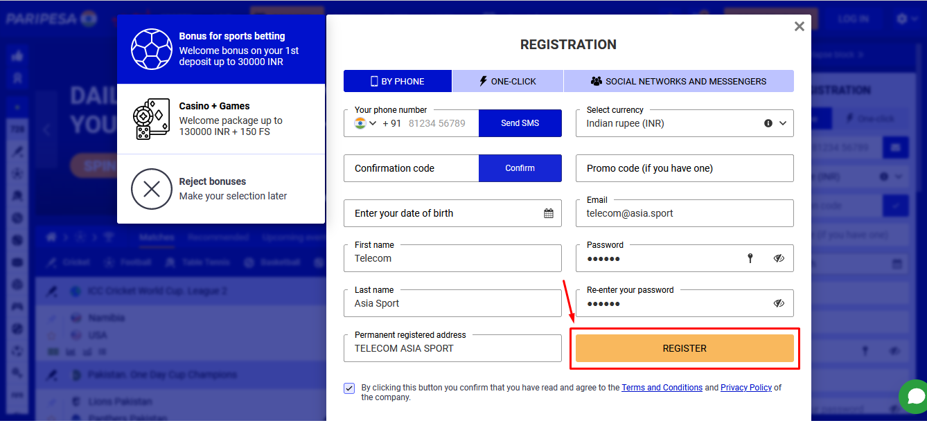 Paripesa India Registration