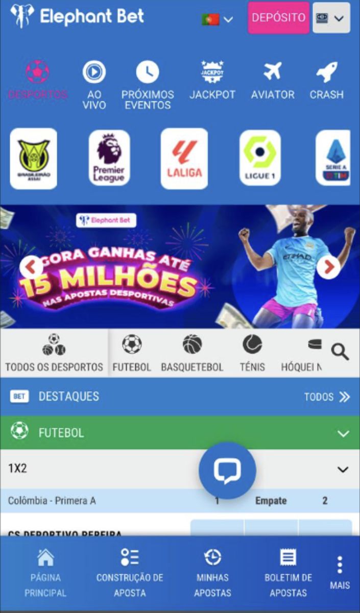 Página inicial da Elephant Bet mobile