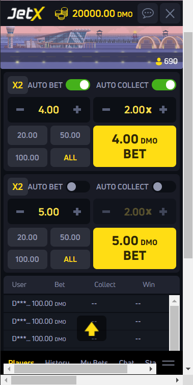 JetX game bet