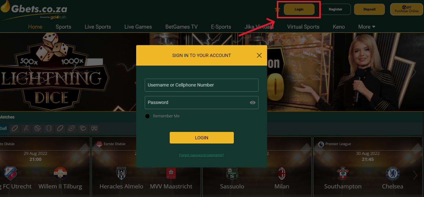 Click the Login Button