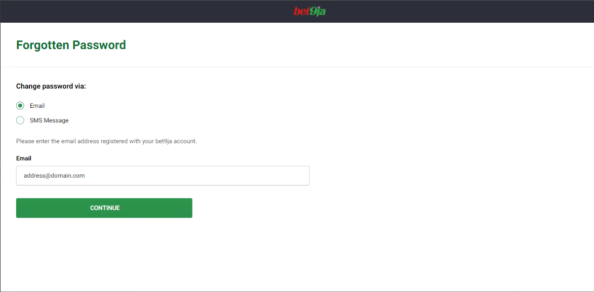 Image of Bet9ja Forgotten Password