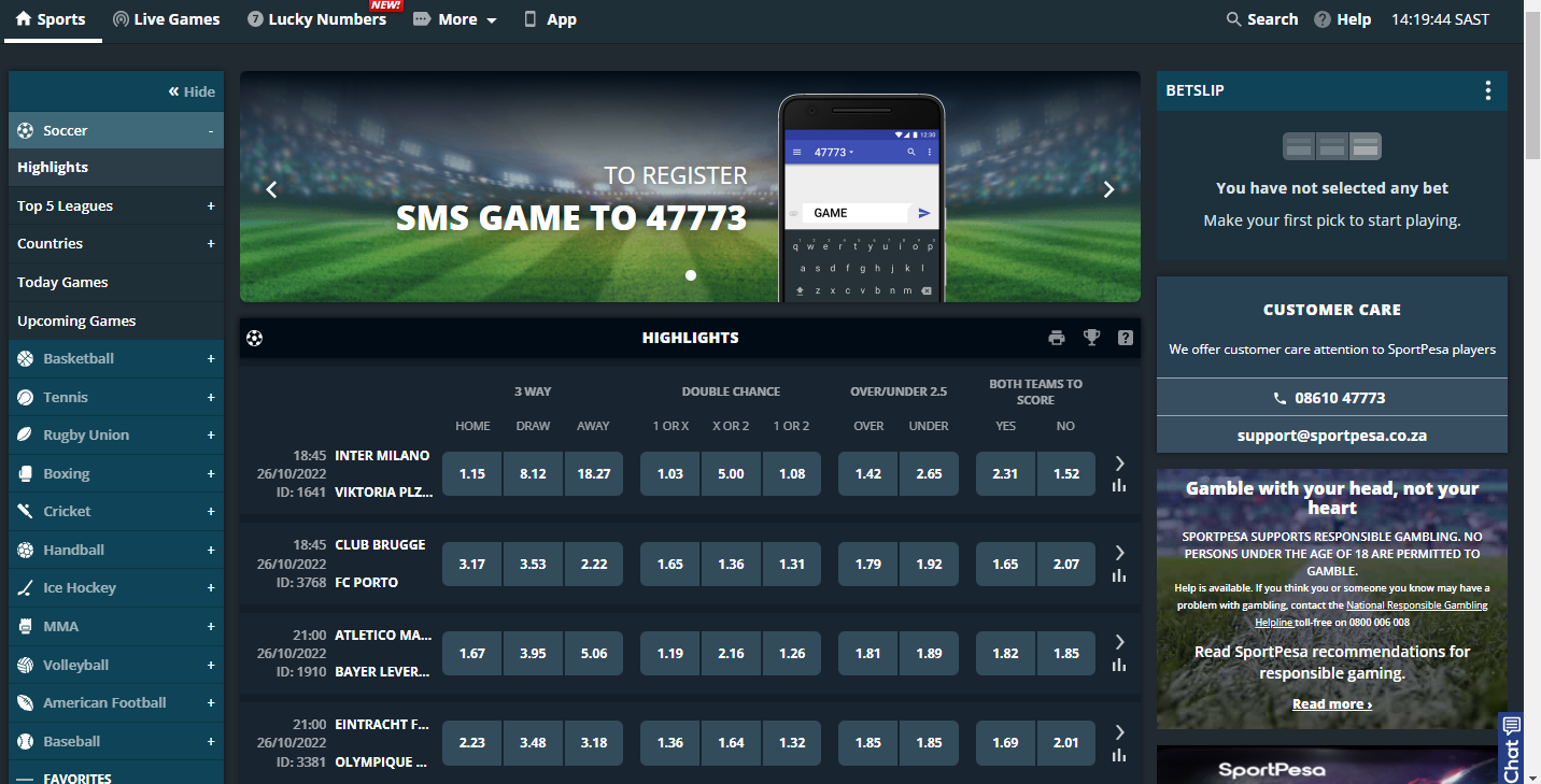 Visit the Sportpesa Homepage