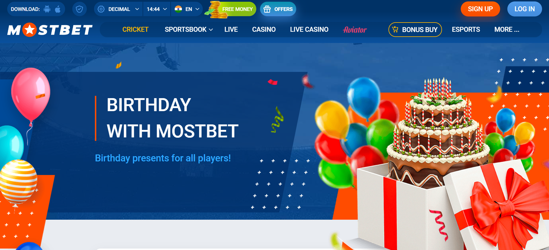 Birthday bonus on Mostbet