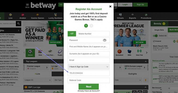 Step 1: Register with Betway South Africa