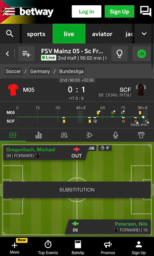 Estatísticas ao vivo na versão mobile