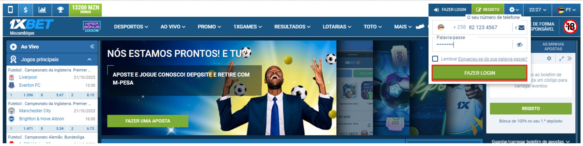 Como fazer login na 1xBet?