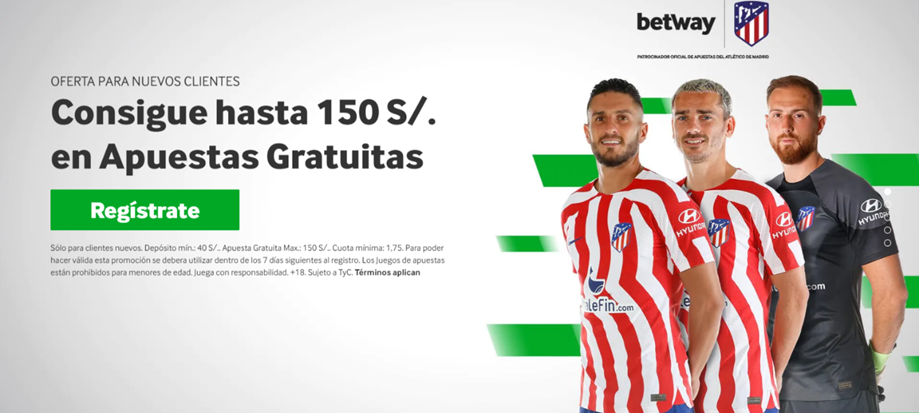 Muestra el bono de bienvenida de Betway Perú