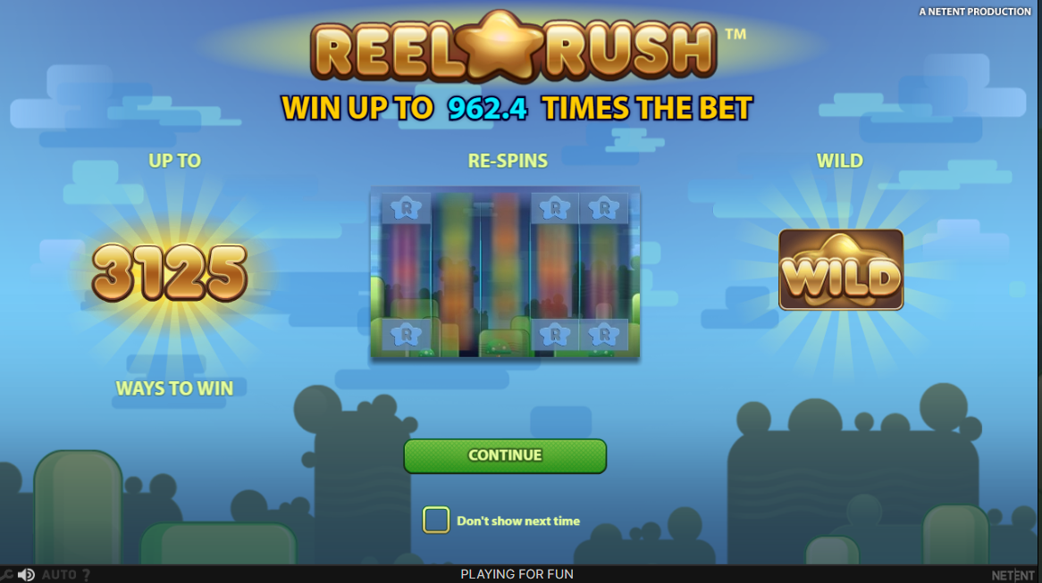 An image showing the Reel Rush Slot in the Desktop view