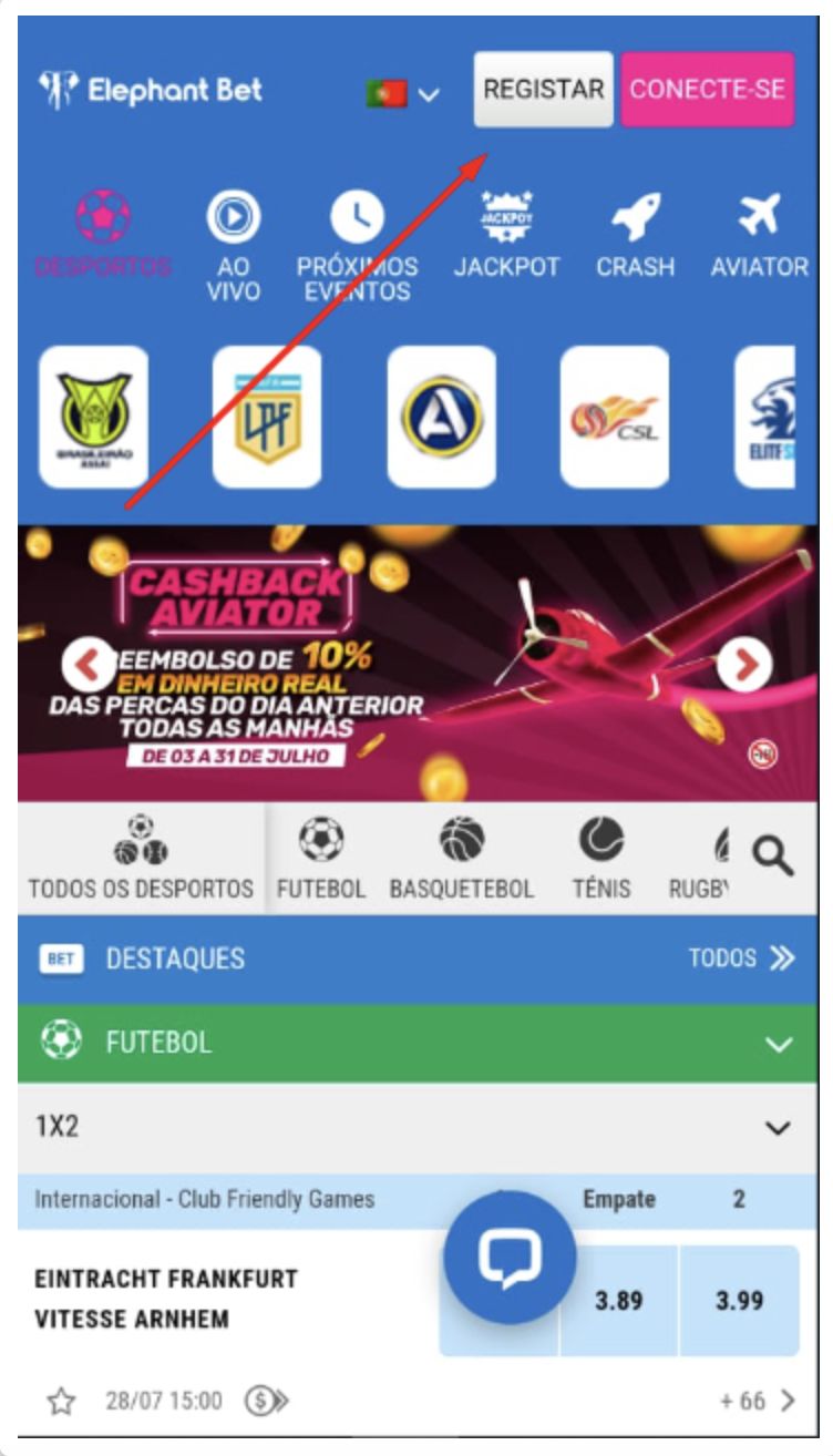 Página inicial da Elephant Bet