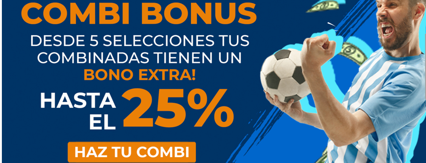 Presenta la promoción Combi Bonus, que te da hasta 25% de ganancias extra en apuestas combinadas