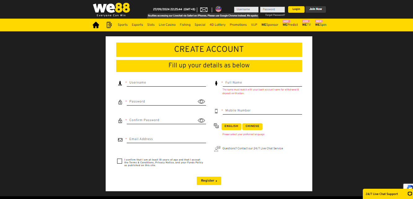 We88 Casino Log In