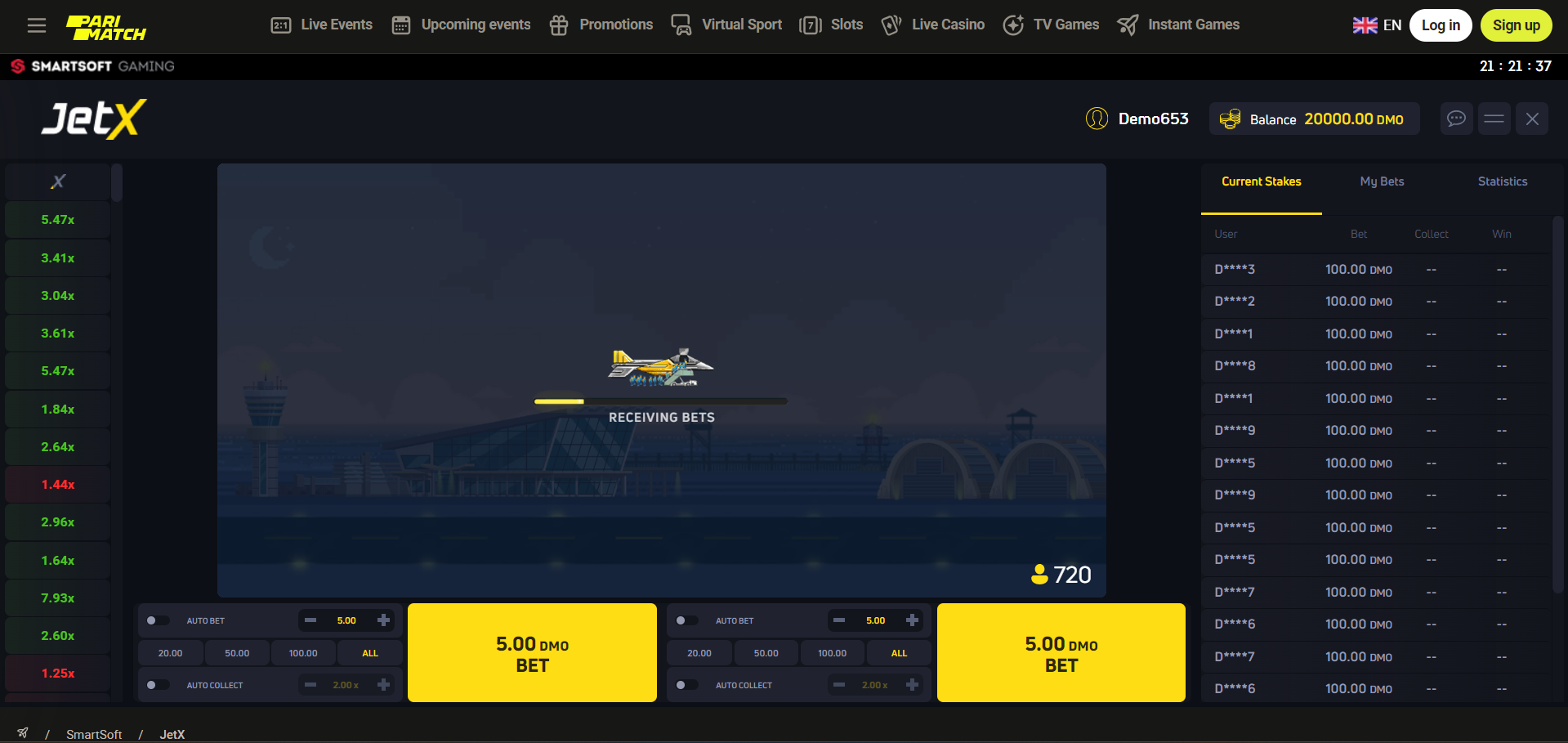 JetX game on Parimatch