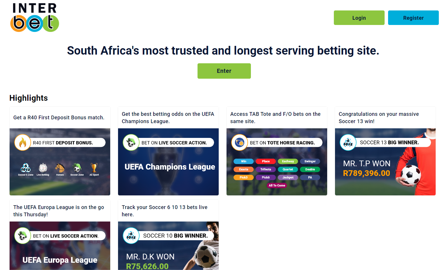 Visit the official InterBet website