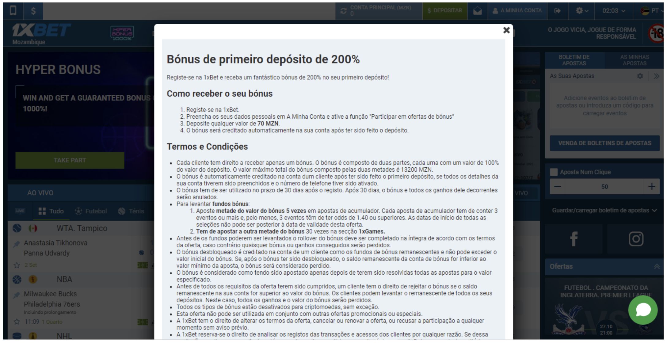 Bónus de boas-vindas da 1xBet