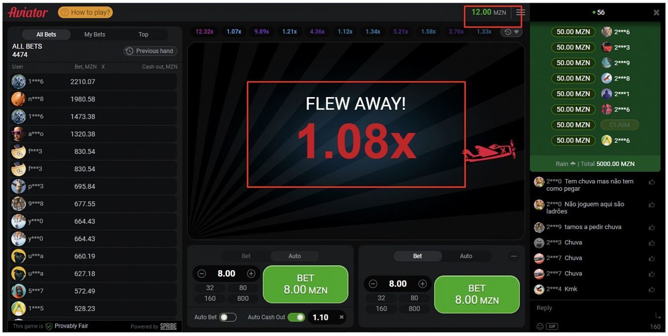 Avião voa para longe no jogo Aviator da casa de apostas online BetYetu Moçambique