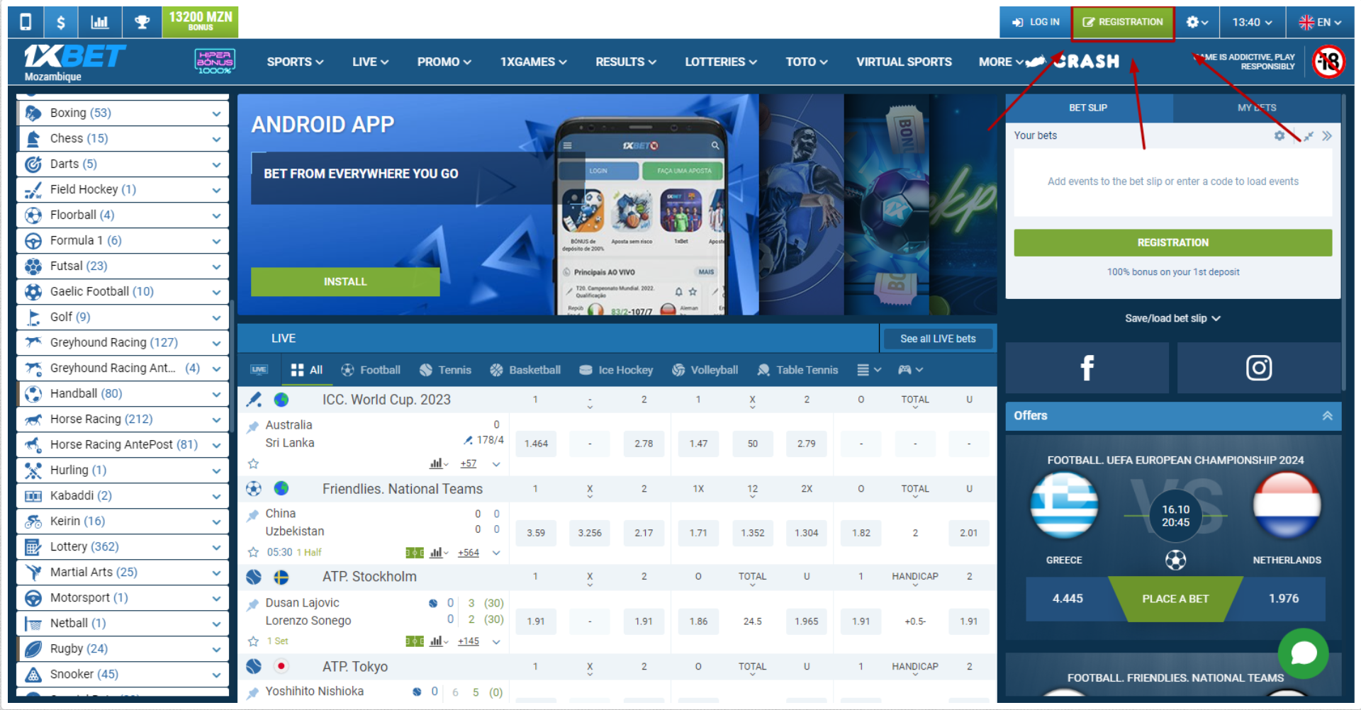 Como se registar na 1xBet?