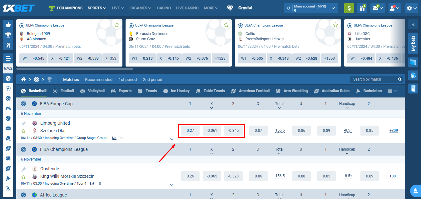 1xBet Betting Odds