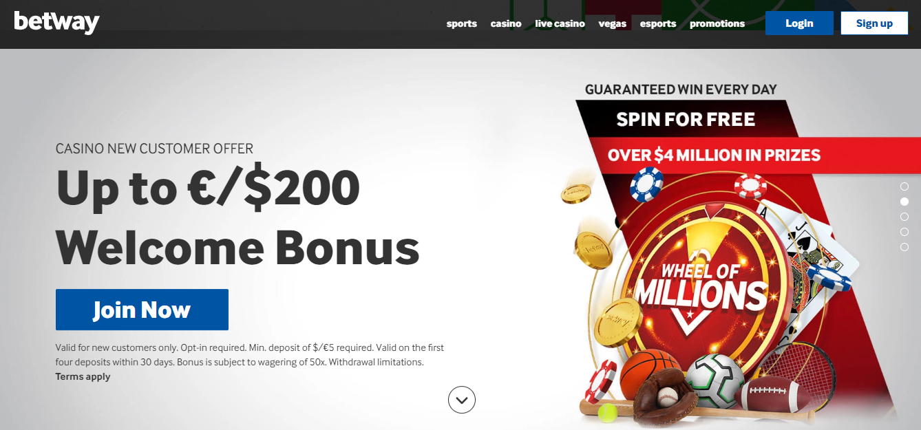 Image shows Betway official website