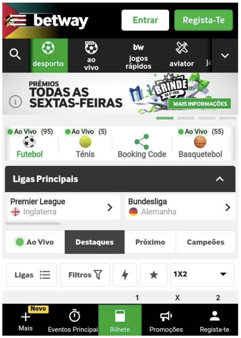 Ecrã principal do site para registo