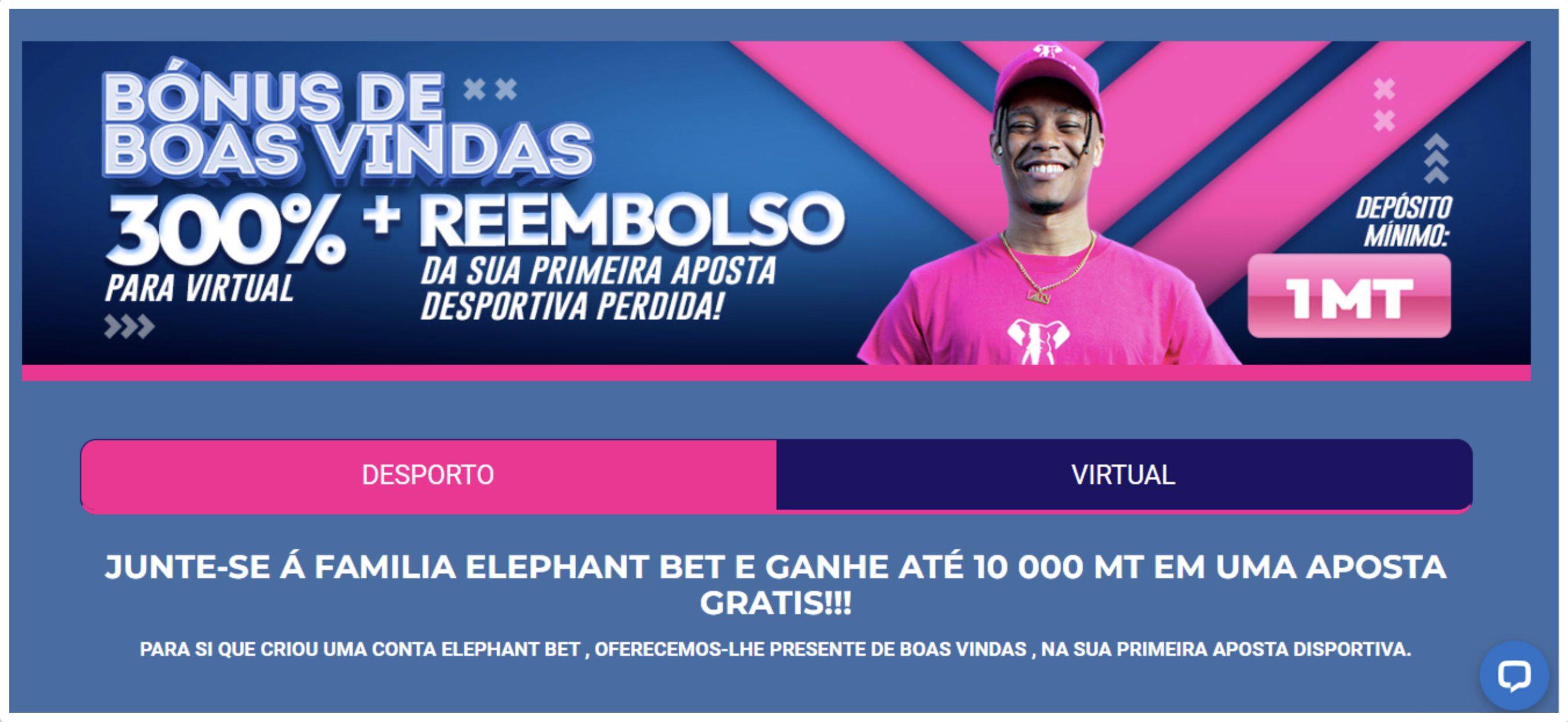 Versão Desktop da Elephant Bet