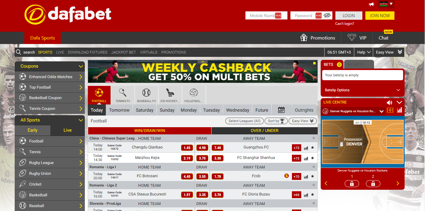 Load the Dafabet Kenya homepage