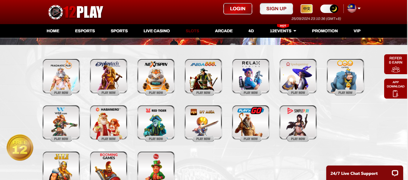 12play Slots Section