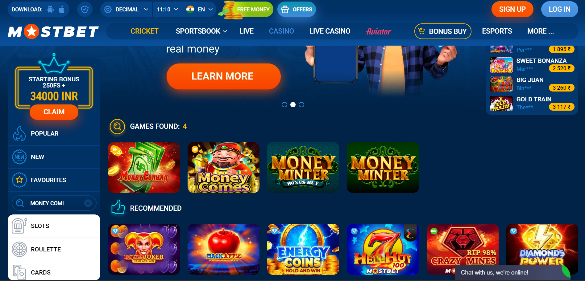 Mostbet Money Coming game